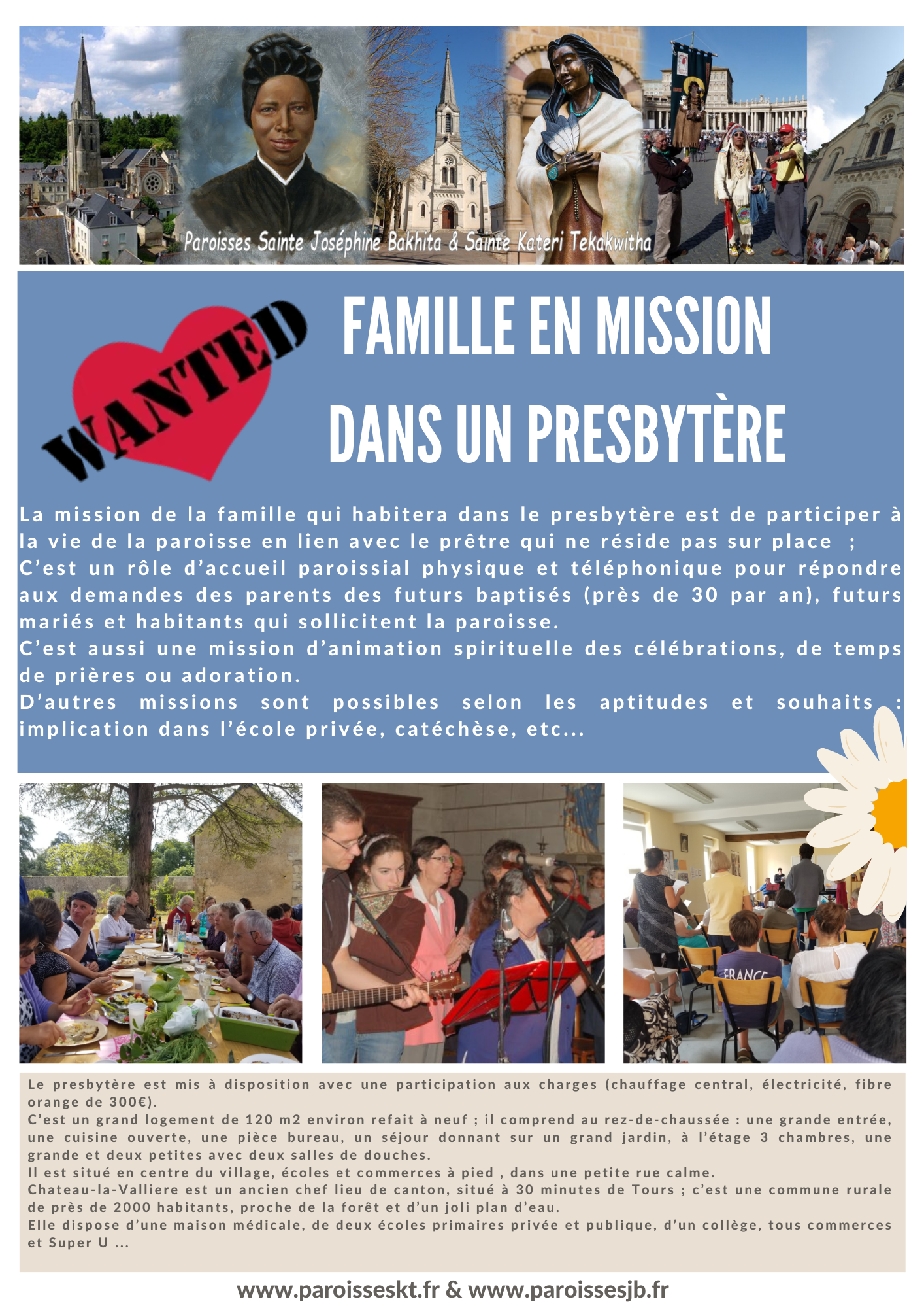 Famille en mission dans un presbytère pour une paroisse du nord de la Touraine
