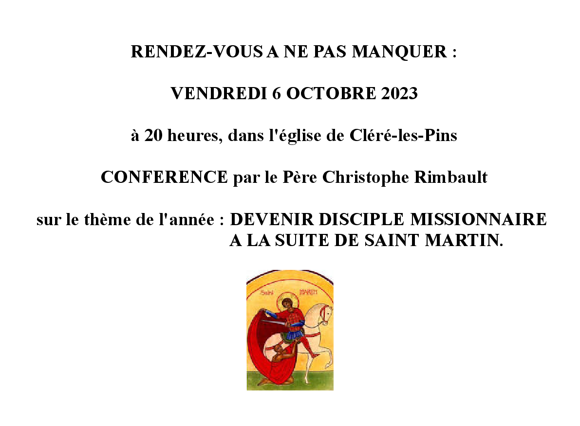 Devenir disciple missionnaire à la suite de St Martin