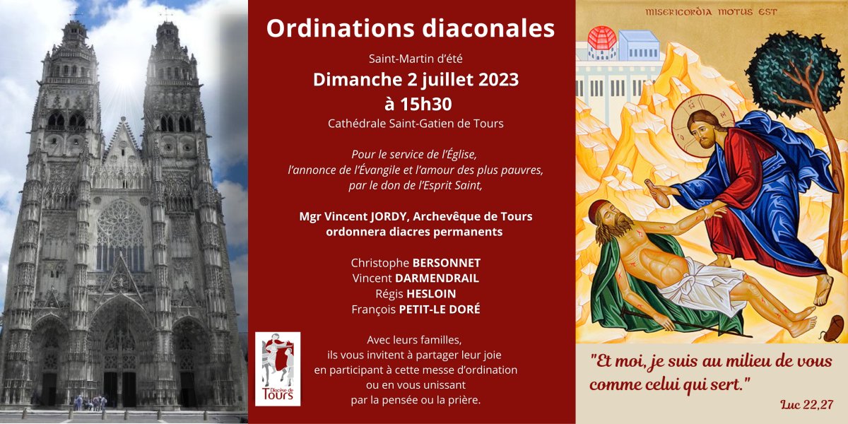 Christophe, Vincent, Régis et François seront ordonnés diacres dimanche 2 juillet, en la cathédrale St-Gatien, par Mgr Jordy